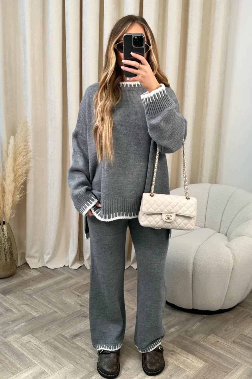 Solid Color Casual Loose Two-piece Suit Women