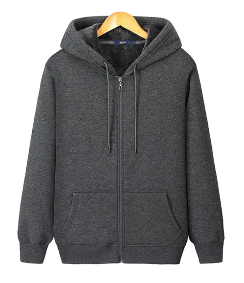 Fleece Warm Men's Zipper Hooded Sweater