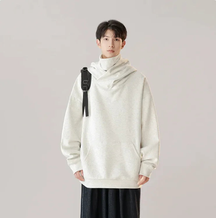 Pull à col roulé à capuche de style mécanique pour homme – Vêtements de travail d'automne et d'hiver