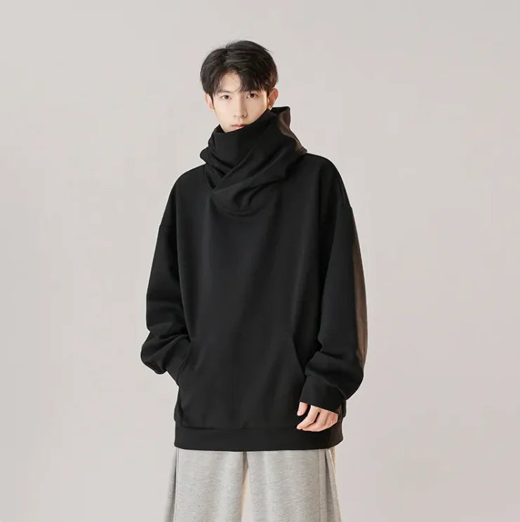 Pull à col roulé à capuche de style mécanique pour homme – Vêtements de travail d'automne et d'hiver