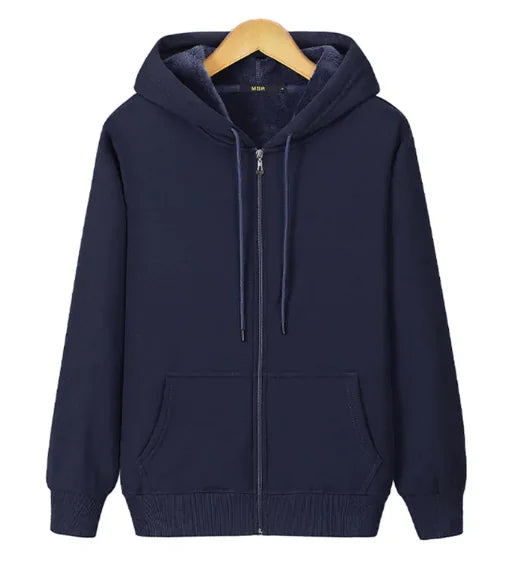 Fleece Warm Men's Zipper Hooded Sweater